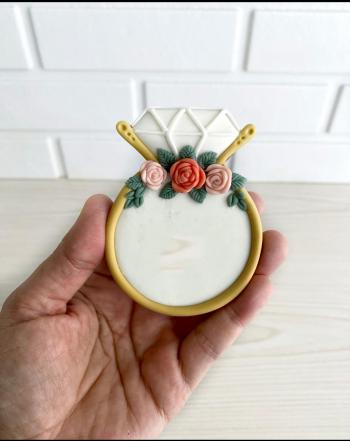 Çiçekli Yüzük Nikah Modeli Magnet (20 Adet)